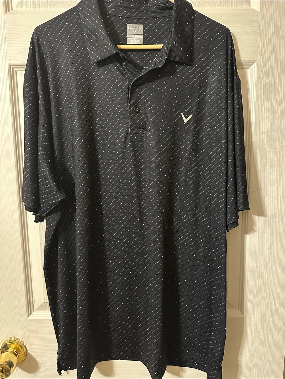 Callaway Men's Black Polo with Diagonal Micro-Print